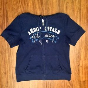Aeropostale XL Navy Short Sleeve Zip Hoodie